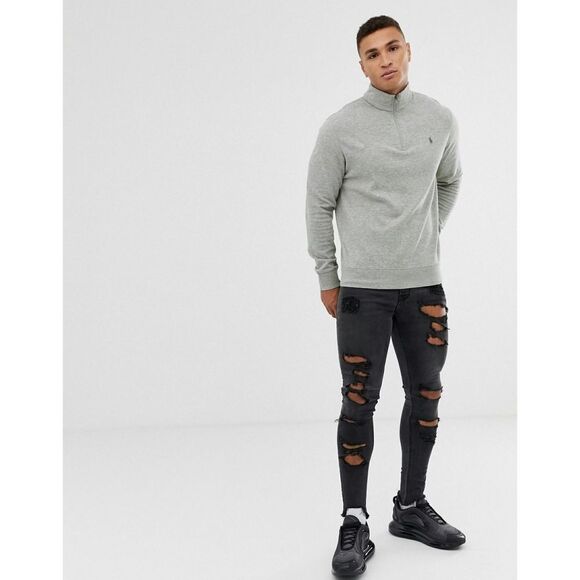 New! POLO RALPH LAUREN Men's Pullover Sweater Half-zip Gray Size Small - Picture 4 of 4